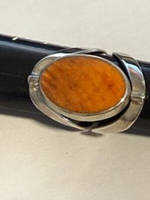 Ring Reversible Mother Of Pearl + Orange Jasp...