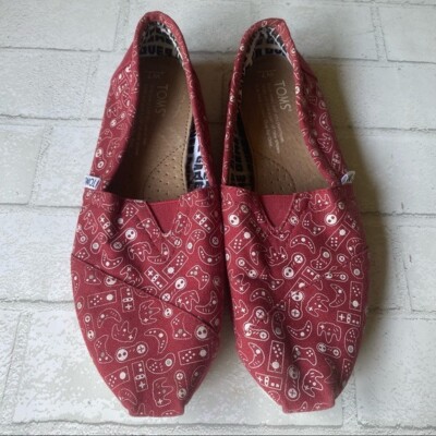 Toms Women's Game Over Slip Ons Size 7 Red White Flat
