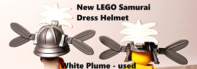 New LEGO Samurai CEREMONY Helmet PLUME Set Silver Feathers Ninja Date Night