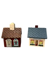 Vintage 1990 Cape Craftsman Noel Village by Artist Rose Kennedy 2 Piece Set