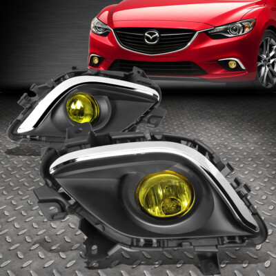 FOR 14-16 MAZDA 6 AMBER LENS BUMPER FOG LIGHT REPLACEMENT LAMPS W/BEZEL+SWITCH