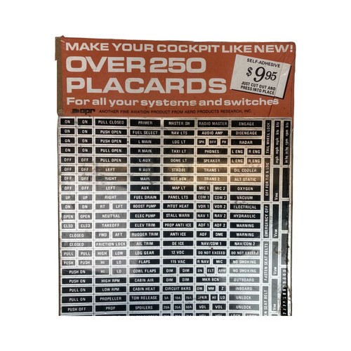 Aero Products Research Cockpit Placards Over 250 Placards Vintage - Picture 2 of 13