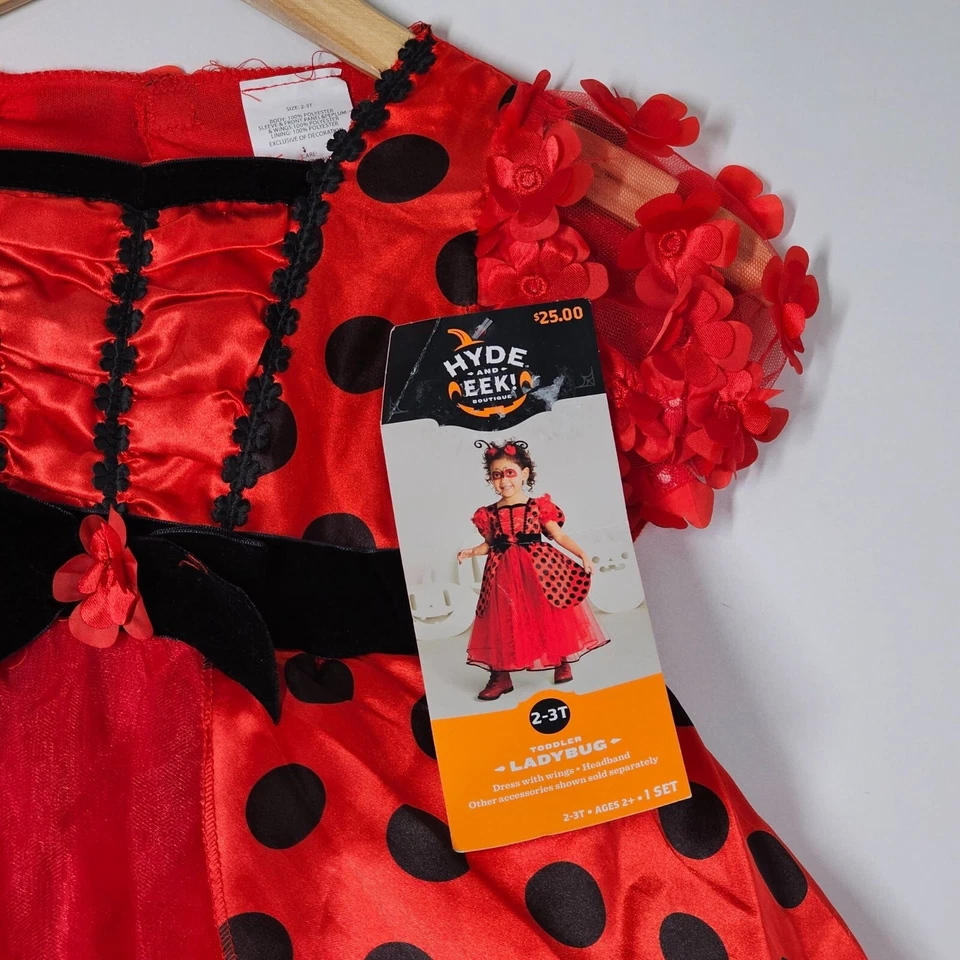Hyde & Eek! Conjunto de vestido y alas de disfraz de Ladybug para niñas pequeñas Play Boutique 2-3T Foto 3 de 4