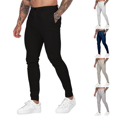 Schwarze Herren Stretch Skinny Slim Fit Jogginghose Hose Gym Workout Sweatpants