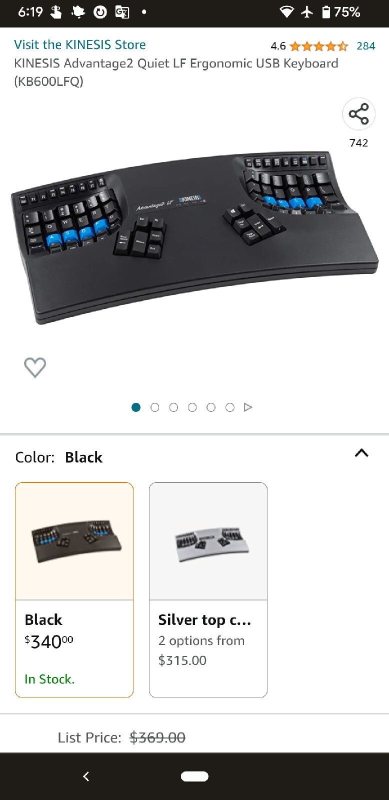 Kinesis Advantage2 Quiet LF Ergonomic Keyboard (KB600LFQ) Wired With Cherry MX