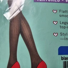 Spanx Assets Shaping Tights Black Textured Wishbone Size 4 New in Box