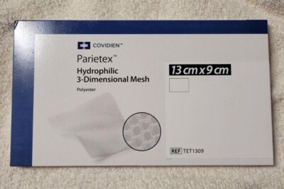 COVIDIEN TET1309 Parietex Hydrophilic 3D Mesh 13cm x 9cm Rectangle Polyester NEW