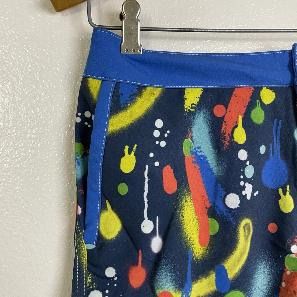 Aussiebum Boardshorts Blue Multicolor Colorful Splatter Beach Swim Mens Medium - Image 3 of 4