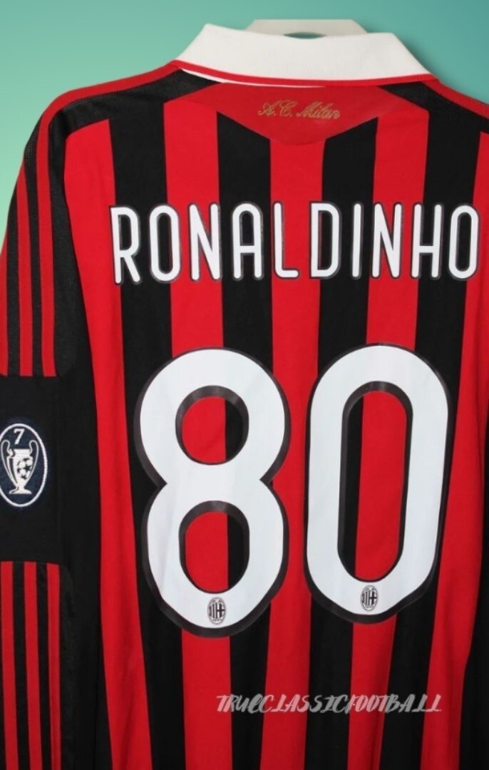 Ronaldinho Jersey #80 AC Milan 2009/2010 Champions League Long
