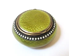 Antique Green Guilloche Pill Box David-Andersen Norway 1898
