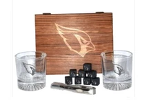Arizona Cardinals NFL Whiskey Glasses Set Rocks Cooling Stones 2-Piece
