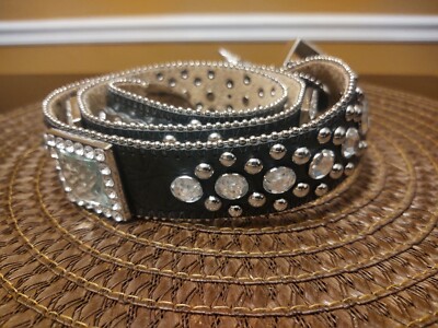 BHW Womens Size M Belt Rhinestone Bling Studded Western 