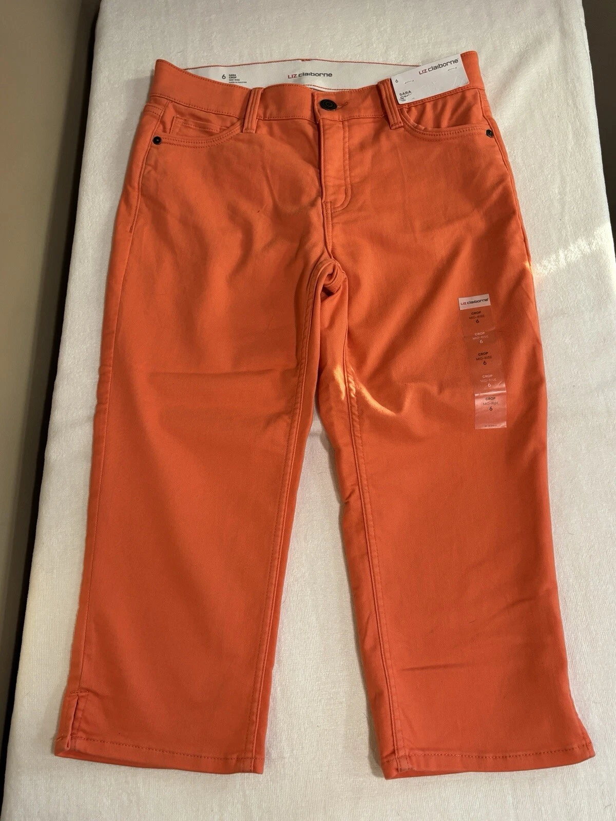 Liz Claiborne Capri Mid Rise Pants Women's Size 6 Coral