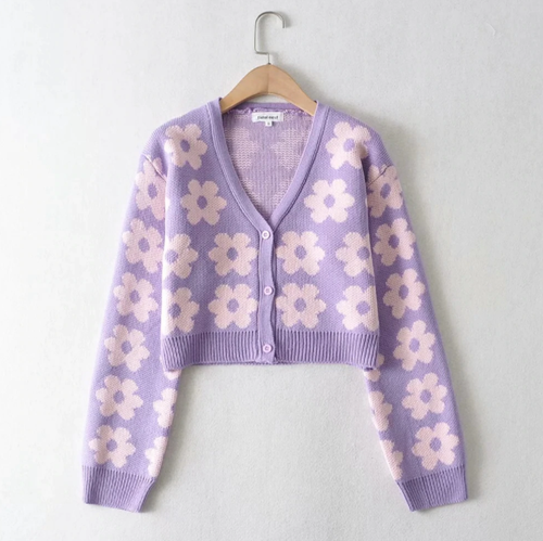 Purple Floral Cardigan Kawaii Harajuku 