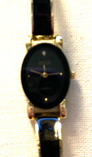 Cote D'Azur Women's 7  Goldtone  Black Oval Watch New Battery