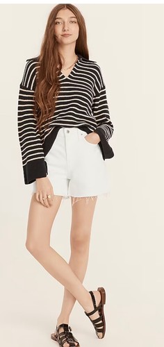 J. Crew Mid Length High Rise Denim Short in White Size 28 NWT New - 第 3/8 張圖片