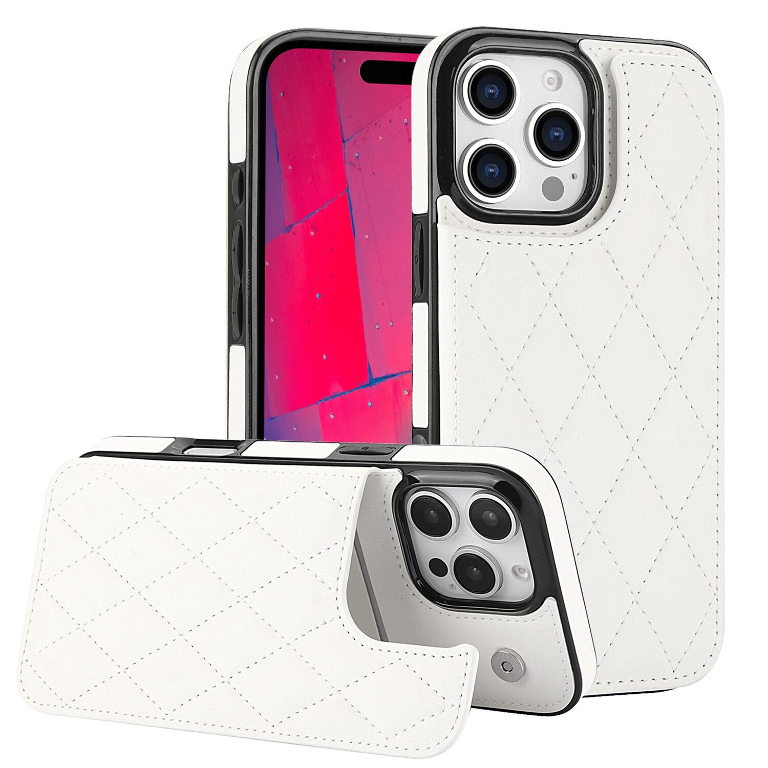 Slim Card Slot Buckle Phone Case Compatible with iPhone 16 Pro Max 15 Plus 14 13 12 11 X