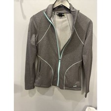 Under Armour Jacket Women's S Gray Turquoise Long Sleeve Full Zip Mock Neck EUC