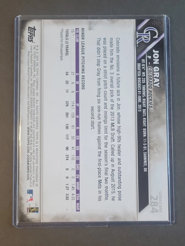 Jon Gray 2016 Topps Red 5x7 RC #4/5 Rare Series One Rookie Rockies Baseball Card - Image 4 of 4