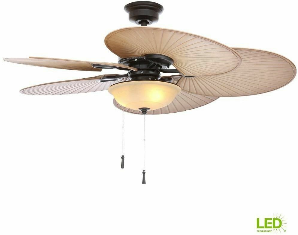 Hampton Bay Farmington Walnut Natural Iron Ceiling Fan 52 171348