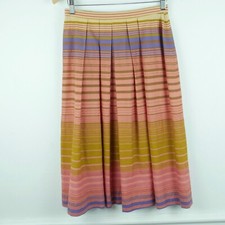 Vintage S M Skirt Multicolor Stripe Pastel Preppy Twee Midi 70s Nautical Boho