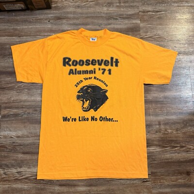 Vintage Alumni Reunion T Shirt Roosevelt Black Panther 90s Single Stitch Sz L
