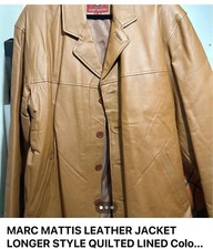 Marc Mattis Leather Jacket Longer Style Quilted Lined Color Cognac