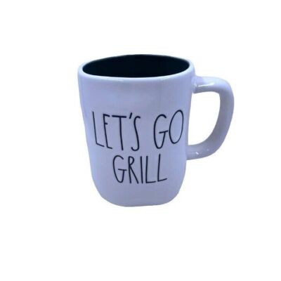 RAE DUNN Let's Go Grill Coffee Mug Green Interior Dad Gift Summer
