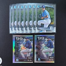 2025 Bowman Gary Gill Hill 1st Chrome Lot x10 Base & Top 100 Insert TB Rays