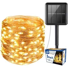 SOWAZ Outdoor 33 ft. Solar Mini Bulb LED Copper Wire String Light w/ Warm Color