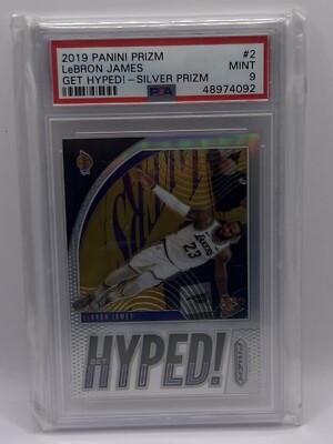 LEBRON JAMES 2019 PANINI PRIZM SILVER PRIZM GET HYPED! INSERT PSA
