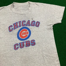 Vintage Chicago Cubs Shirt Mens S Gray MLB Baseball Logo 80s Single Stitch Tee