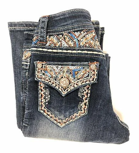 Big Girls Bootcut Fashion Jeans w Embellished Bling Embroidered