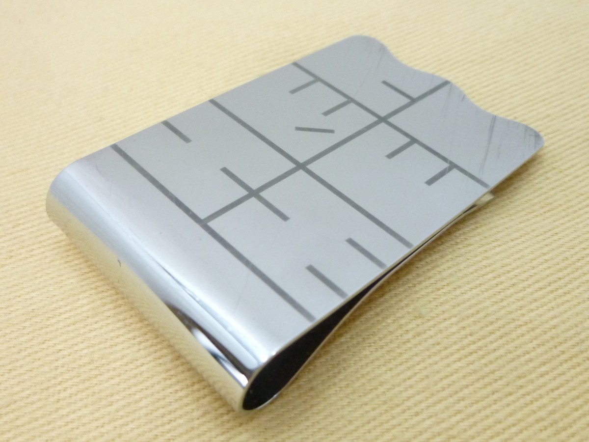 Authentic HERMES LOGO Signature Metal Money Clip Silver #36635078