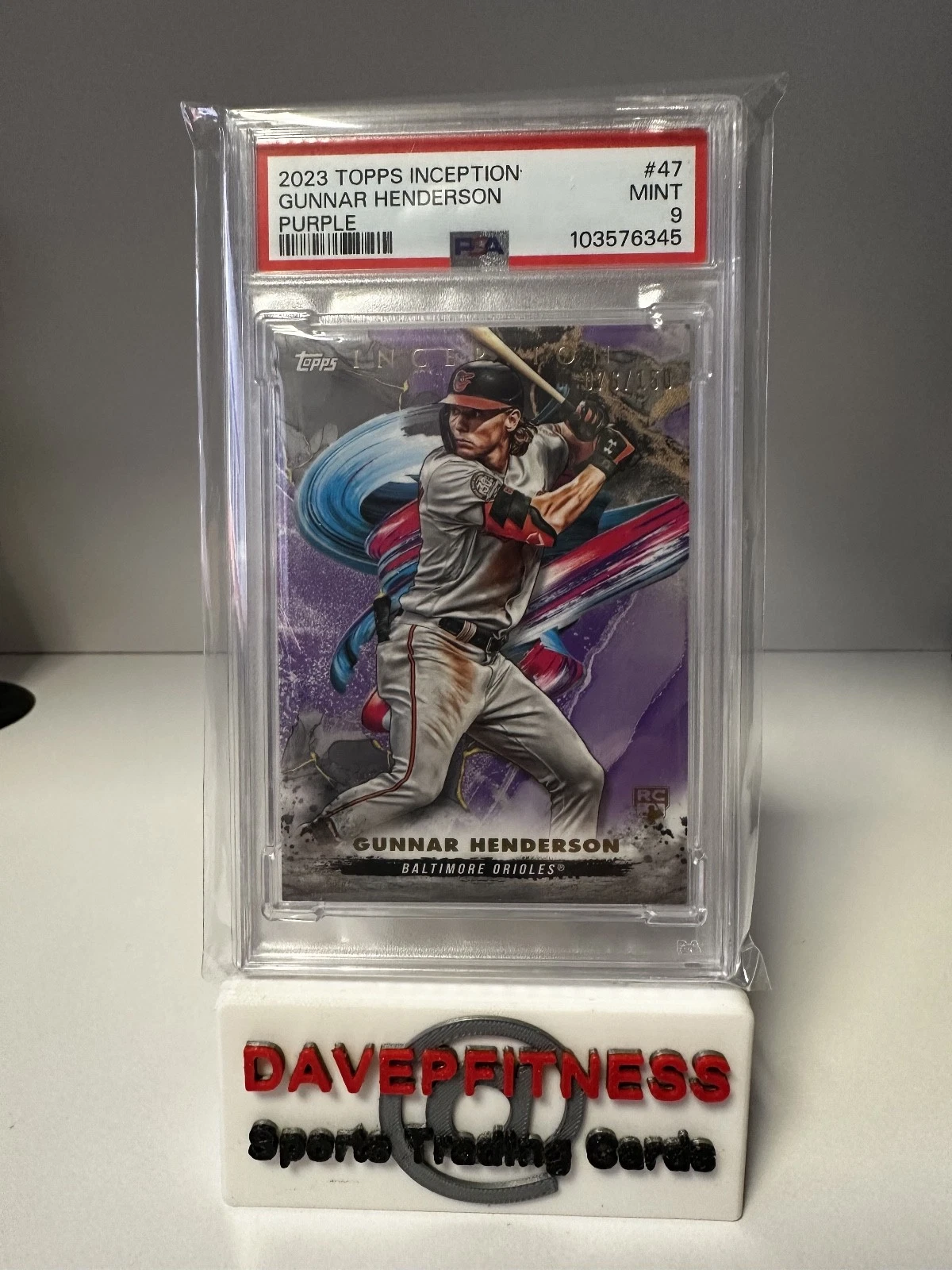 Deal for 2023 TOPPS INCEPTION PURPLE #47 GUNNAR HENDERSON - ROOKIE 115/150 - GEM PSA 10