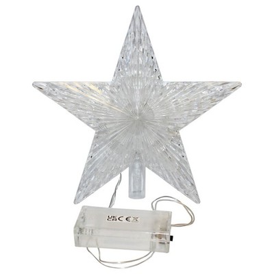 Christbaumspitze Stern 18 cm mit LED Batterie warmweiße Lichter