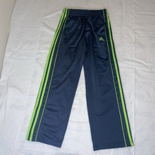 Adidas Deep Grey With Bright Green Side Stripe M 10/12 Elastic Waist Kids Pants