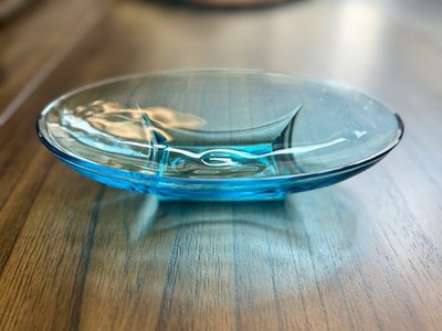 Hazel Atlas Capri Blue Oval Dish 1960s In Colony Pattern Mid-Century Modern MCM