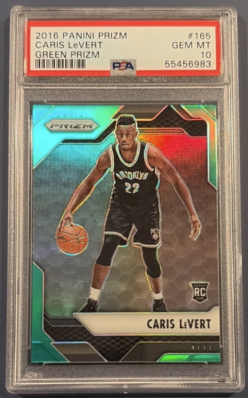 Panini Prizm Caris LeVert #165 Green Prizm Rookie PSA 10 Brooklyn Nets 2016