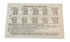 c1930 Washington Fidelity National Insurance Co Benefit Information Card MQE1
