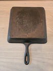 Vintage Lodge Square Cast Iron Skillet #8 SQSK 9.5" Square Flat Bottom USA Made