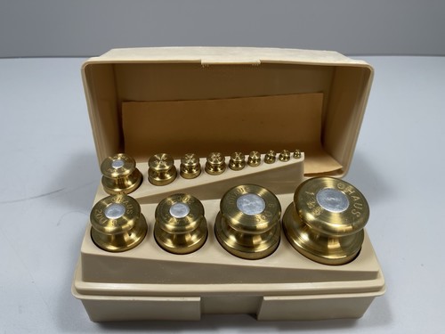 Vintage Ohaus Brass Metric Calibration Weight Set w/ Case 1g-1kg Lab Scale