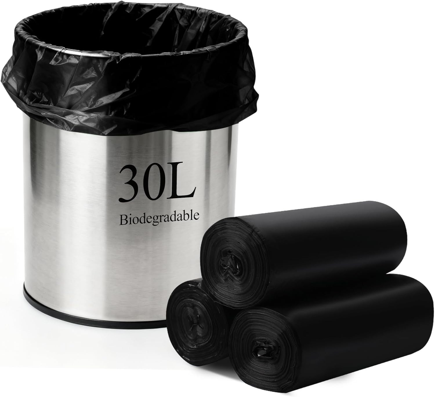30 Litre Bin Liners 60 Bags, Biodegradable Food Waste Garbage Bags