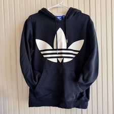 Adidas Originals Trefoil Hoodie Black Graphic Back Mens Medium Sweatshirt