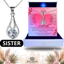 Drop CUSTOM Sister Necklace Pendant Gift Ideas Birthday Gifts for Women ANDREO