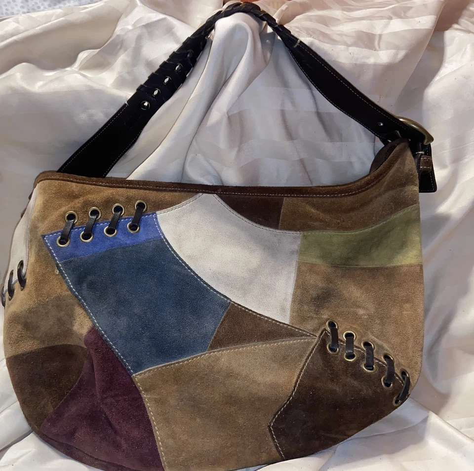 Vintage Coach 9587 Soho Patchwork Suede Leather Shoulder Hobo Bag Y2K 2004 - Image 2 of 4