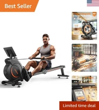 Magnetic Water Rower with Bluetooth & LCD for Home Gym - Comfortable & Quiet