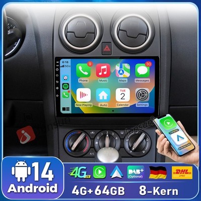 8-Kern 4+64G Android14 Carplay Für Nissan Qashqai J10 2006-13 Autoradio GPS NAVI
