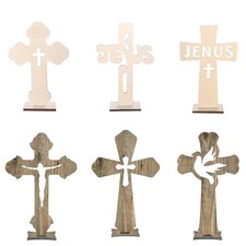 6 Pcs Cross Crafts Crosses Crucifixes Wooden for Easter Decoration