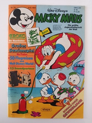 Mickey Mouse No 34 8/18/1984 Disney Ehapa Comic Booklet Donald Duck Vintage Classic